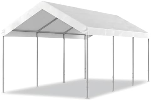 aoxun 10x20 ft heavy duty carport, adjustable height, front angle view