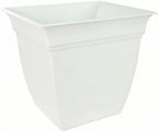 The HC Companies Eclipse Square Plastic Planter w/Attached Saucer - Outdoor & Indoor Plant Pot with Drainage Holes - Lightweight, UV-Resistant Plastic Pots for Plants (10" White, Pack of 1)