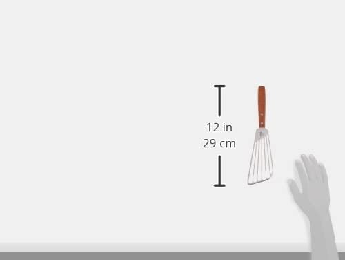 Winco Fish Stainless Steel Commercial Spatula | Dishwasher safe, Slotted design for efficient drainage, Wooden handle for comfortable grip, Great for Eggs and Kitchen Prep