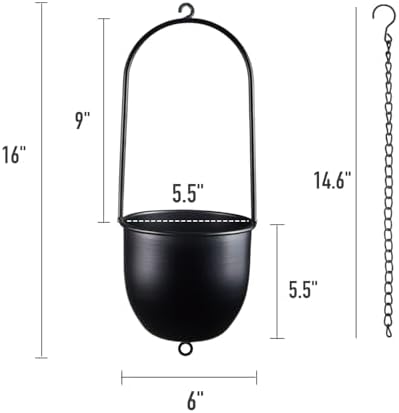 metal hanging planters set of 2 with 6, close-up detail