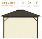 outsunny 10' x 12' hardtop gazebo with curtains, close-up detail