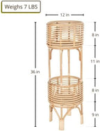 kouboo rattan indoor two-tier plant stand, natural planter, close-up detail