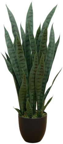 nearly natural 35in artificial snake plant with black, main product view