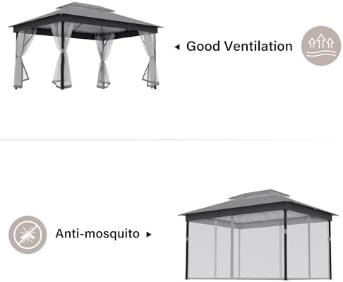 lausaint home 10x13 upgraded gazebo with netting and, side view
