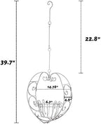 39.7" hanging plant holder,metal heart planter, hanging basket, close-up detail