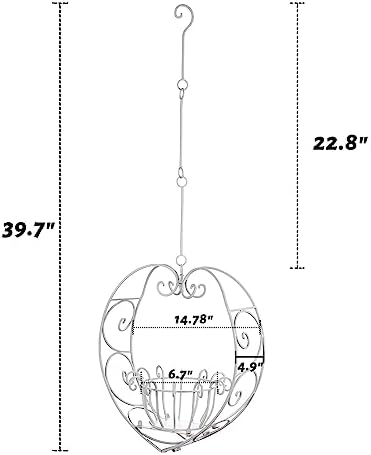 39.7" hanging plant holder,metal heart planter, hanging basket, close-up detail