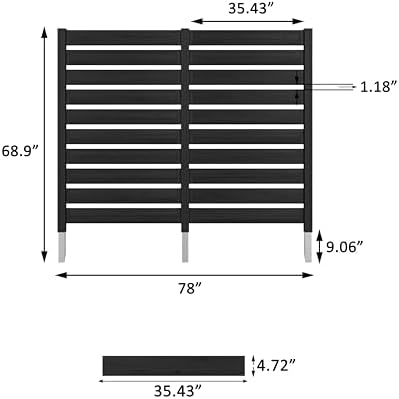 mupater 60” h×78” w outdoor privacy screen, wood, close-up detail