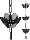 10ft rain chain for gutters, black aluminum daffodil, main product view