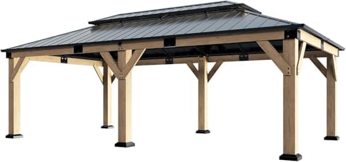 amerlife 12x20ft outdoor carport with galvanized double roof, front angle view