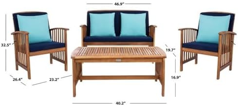 safavieh outdoor collection rocklin natural/ navy cushions/ light, package contents