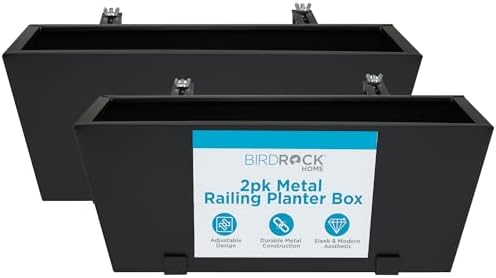 birdrock home 2pk metal railing planter box |, main product view