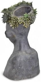 Newman House Studio Face Cactus Succulents Planter Pot - Indoor Outdoor Planter with Drainage Hole Garden Statues Cute Plants Pot Flower Pot Farmhouse Decor 11 * 8.5 * 16.5 inch