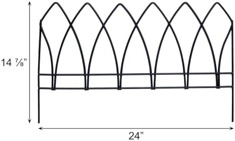 panacea 89523 gothic arch border fence, black, 15", side view