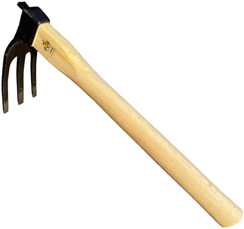 14 inch japanese hand tiller/rake for garden, 3-tines, main product view