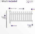 wambam newport picket fence, white vinyl diy no, side view