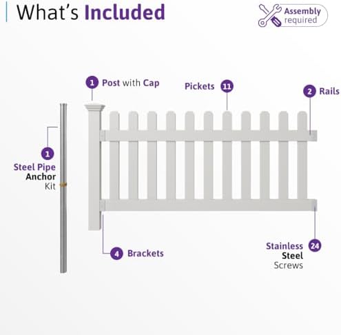 wambam newport picket fence, white vinyl diy no, side view