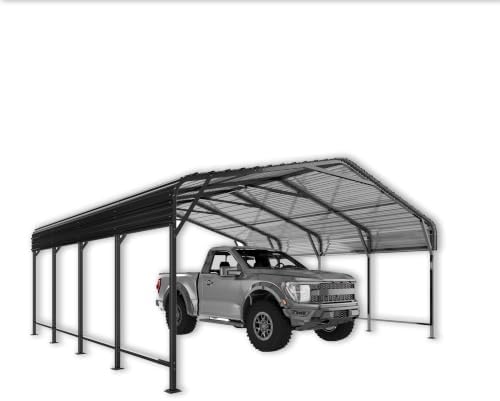 mnlr 20x20 ft heavy duty metal carport with, view 9