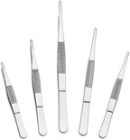 5-Piece Tweezer Set Long Metal Tongs Serrated Forceps - FEITA Stainless Steel Aquarium Plant Tweezers Kit Lab Terrarium Tools