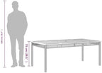 vidaxl patio table beige 70.9"x35.4"x29.5" poly rattan acacia, side view