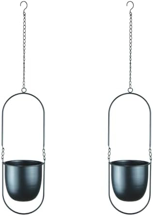 modern metal hanging planters with 6 inch pots, front angle view
