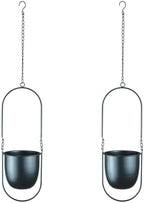 modern metal hanging planters with 6 inch pots, front angle view