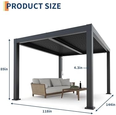 12x16ft louvered pergola, modern style outdoor pergola with shown in use