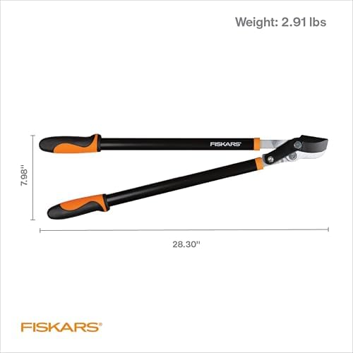 fiskars 28" power-lever garden bypass loppers, 1.75" cut on a desk or shelf