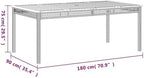 vidaxl patio table beige 70.9"x35.4"x29.5" poly rattan acacia, close-up detail