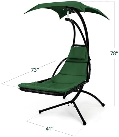 best choice products hanging led-lit curved chaise lounge shown in use