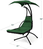 best choice products hanging led-lit curved chaise lounge shown in use