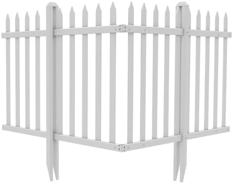 bynbbur 2 panels white picket fence 42" w on a desk or shelf