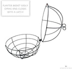 large wrought iron hanging globe planter – amish on a desk or shelf