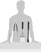 Weber Premium BBQ Tools Set - 3 Pcs | Stainless Steel Tongs, Spatula & Baster for Barbeque Cooking | BBQ Metal Utensils BBQ Accessories for Outdoor Cooking & Grilling - Silver (6764)