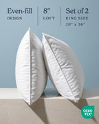 beckham hotel collection bed pillows king size set showing dimensions