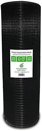 25 Gauge Vinyl Coated Wire Mesh Roll, Hardware Cloth (75' x 2' x 1/4" 25 Gauge)
