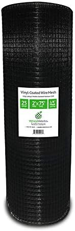 25 Gauge Vinyl Coated Wire Mesh Roll, Hardware Cloth (75' x 2' x 1/4" 25 Gauge)