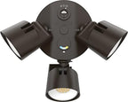 Lithonia Lighting HomeGuard 3-Light LED Outdoor Flood Lights, Outdoor LED Lights, Dusk to Dawn Sensor, Adjustable Lumens, Selectable Color, Round Heads, Dark Bronze (HGX LED 3RH ALO SWW2 120 PE DDB)