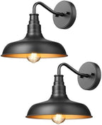 dewenwils 2 pack gooseneck barn outdoor wall light, front angle view