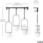 umbra triflora hanging planter, indoor herb garden, set, close-up detail