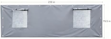 rutile 10x20 carport replacement sidewall, 180g pe waterproof, front angle view
