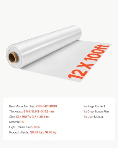 vevor greenhouse plastic sheeting 12 x 100 ft on a desk or shelf