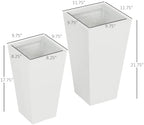 outsunny 2-pack outdoor planter set with drainage holes, close-up detail