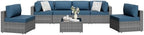 shintenchi 7 pieces outdoor patio furniture sets, patio, front angle view