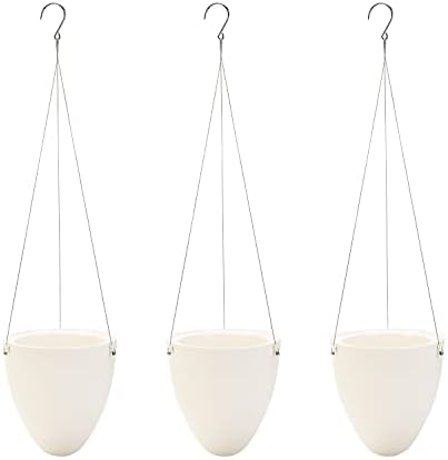 sungmor 3 pack plastic self watering hanging planters shown in use