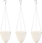 sungmor 3 pack plastic self watering hanging planters shown in use