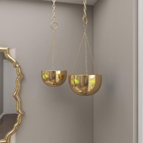 deco 79 metal wall planter, set of 2 on a desk or shelf