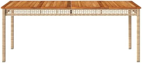 vidaxl patio table beige 70.9"x35.4"x29.5" poly rattan acacia on a desk or shelf