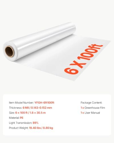 vevor greenhouse plastic sheeting 6 x 100 ft on a desk or shelf