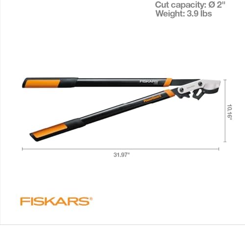 fiskars 32” powergear2 garden bypass loppers, 2" cut, package contents