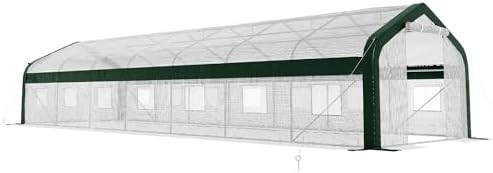 amerlife 34x10x7 ft walk-in tunnel greenhouse with watering, front angle view
